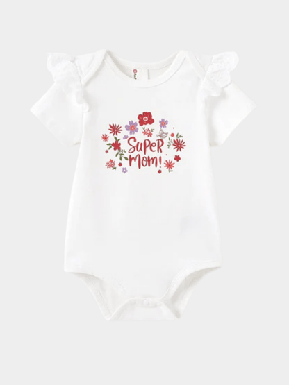 Baby Girls' "Super Mom" Flutter Sleeve Romper Set