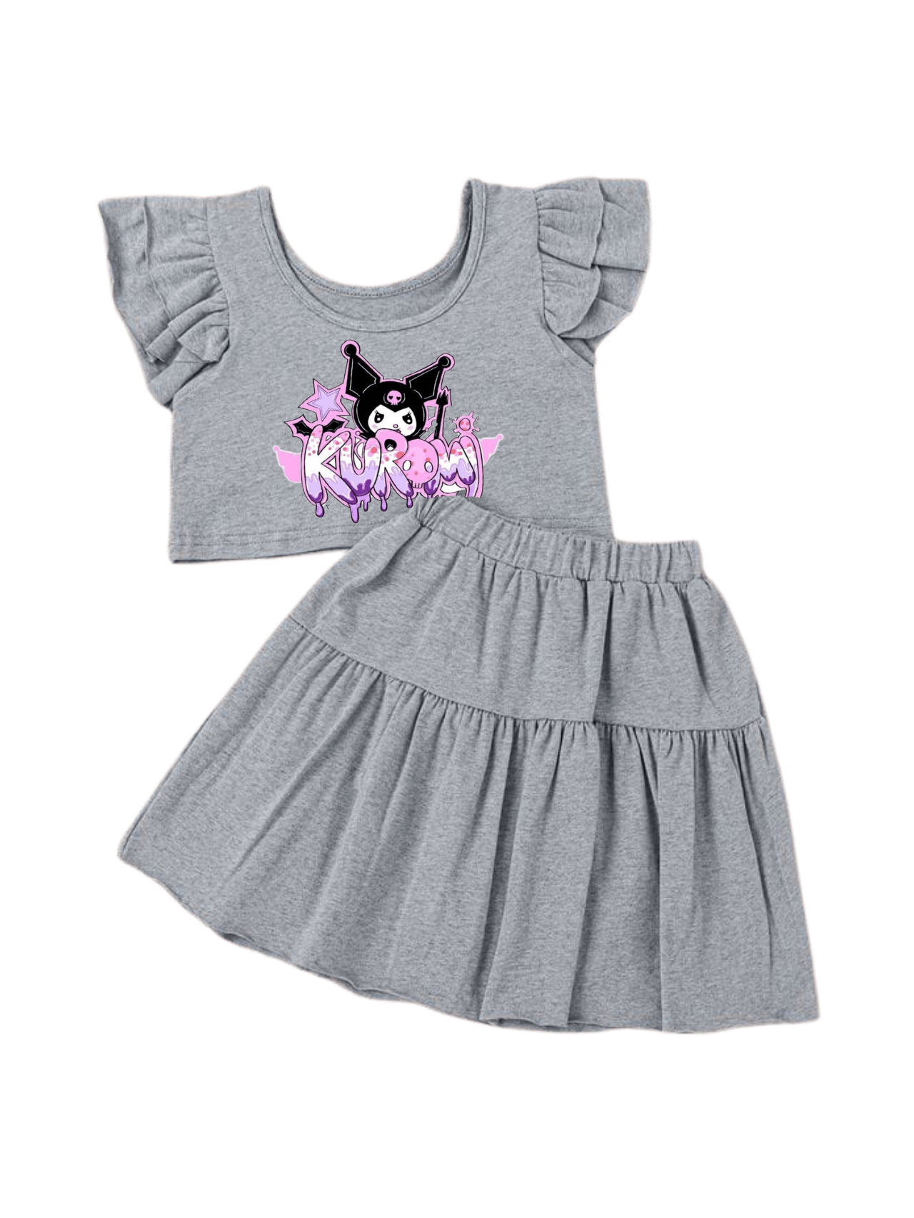 Baby & Kids Love Printed T-shirt & Skirt Set (2yrs - 8yrs)