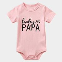 "Baby Papa" Heart Graphic Bodysuit – Pastel Pink