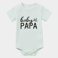 "Baby Papa" Heart Graphic Bodysuit – Soft Mint Green