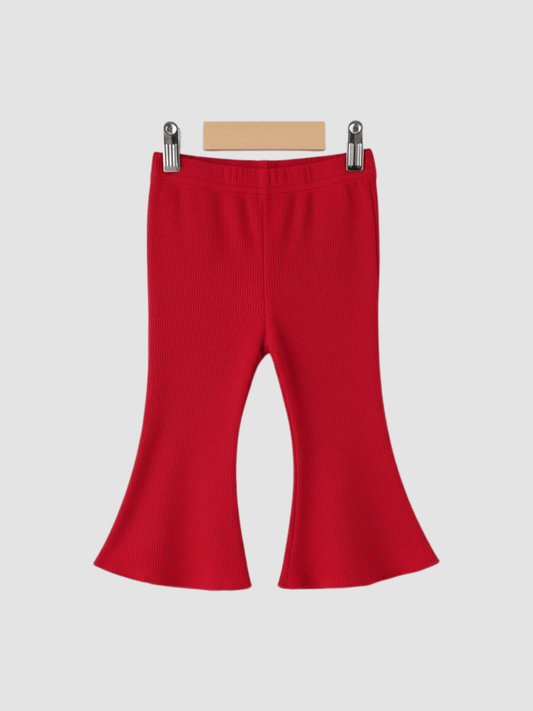 Baby/Toddler Bright Red Ribbed Flare Pants