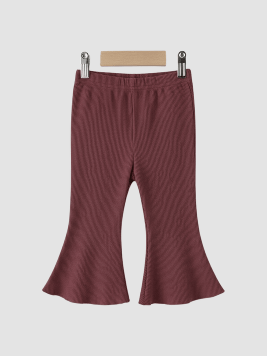 Baby/Toddler Dark Plum Ribbed Flare Pants