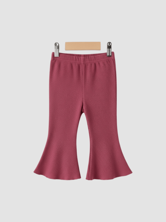 Baby/Toddler Muted Rose Ribbed Flare Pants