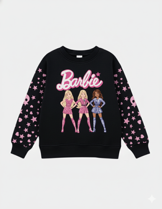 Barbie Girls' Black Graphic Pullover Sweatshirt