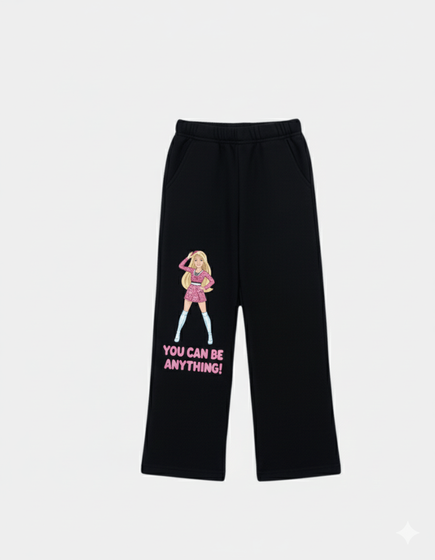 Barbie Girls' Black Wide - Leg Sweatpants