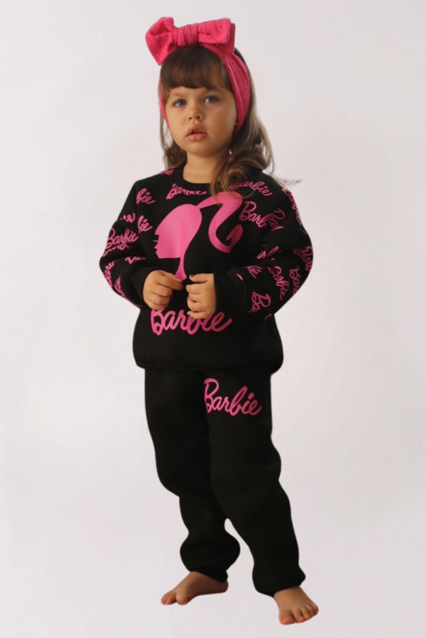 Barbie Printed Sweatshirt Set_Black