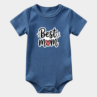 "Best Mom" Blue Baby Bodysuit