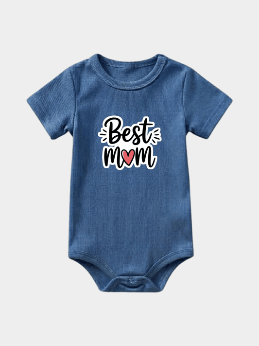 "Best Mom" Blue Baby Bodysuit