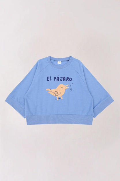 Bird Printed Sweatshirt Set_Purple