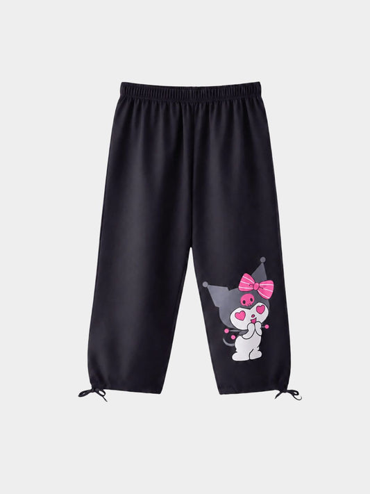 Black Kuromi Heart Glow Cropped Pant (6 - 7)yrs