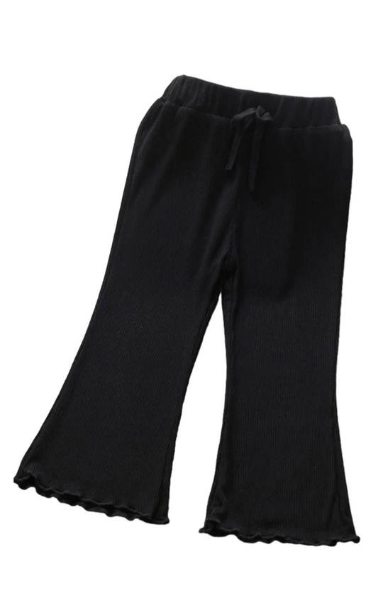 Black Ruffled Elegance Trousers