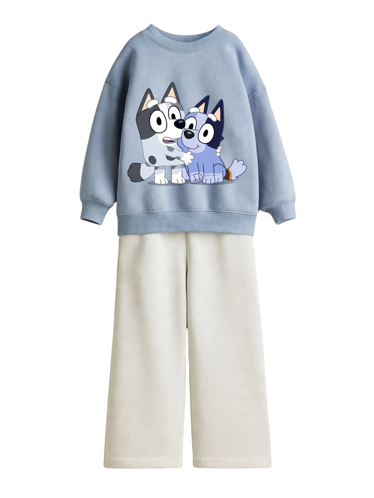 Bluey Muffin & Socks Sweatshirt & Wide-Leg Pants Set - Sky Blue & Cream