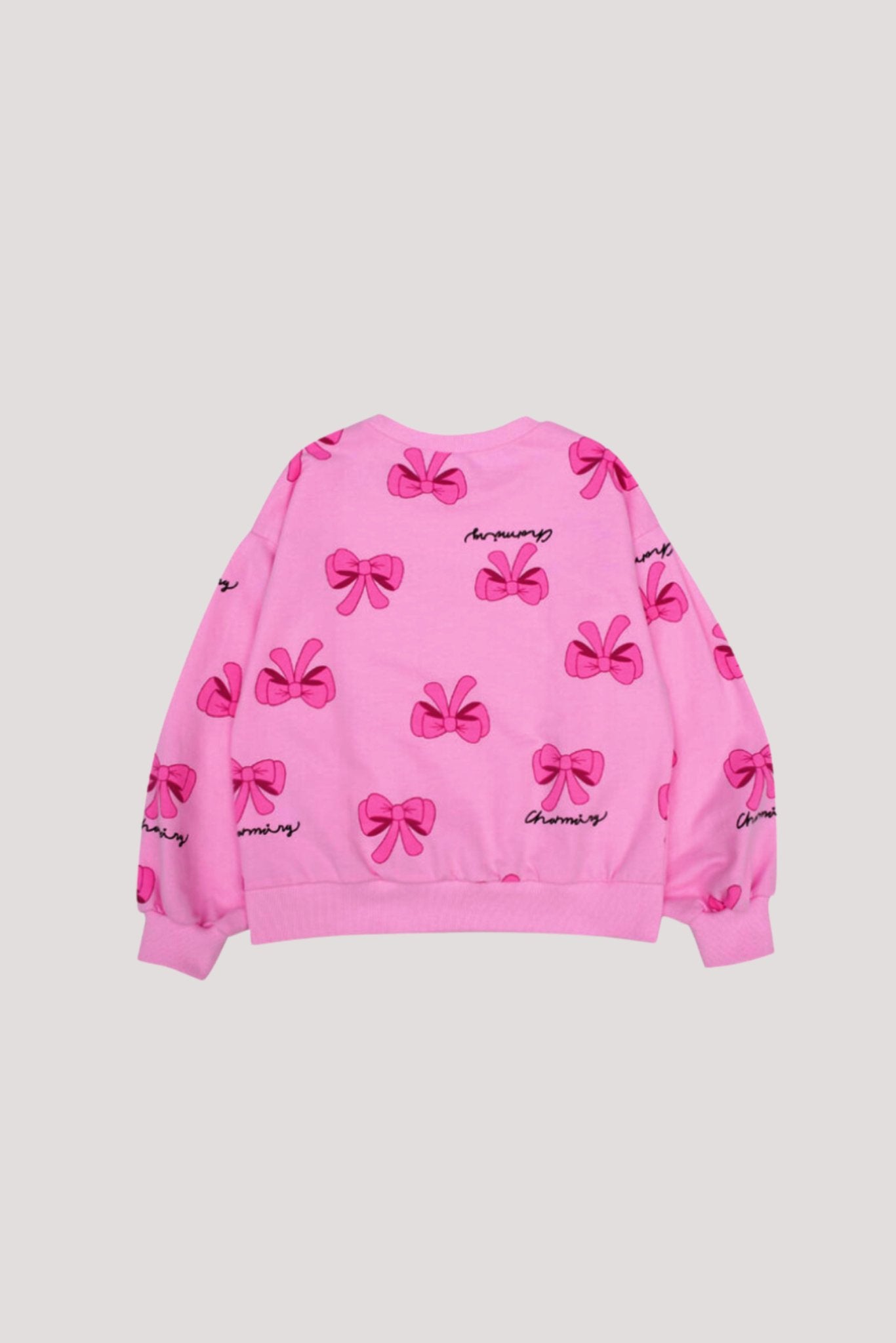 Bow Printed Stylish Sweatshirt_Dark Pink