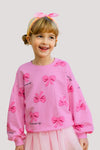 Bow Printed Stylish Sweatshirt_Dark Pink