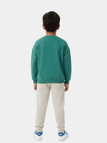 Boys' Marvel Avengers Comic Strip Green Sweatshirt & Beige Joggers Winter Set