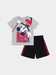 Boys Mickey Mouse T-Shirt & Shorts Set - Gray Graphic Tee & Black Athletic Outfit