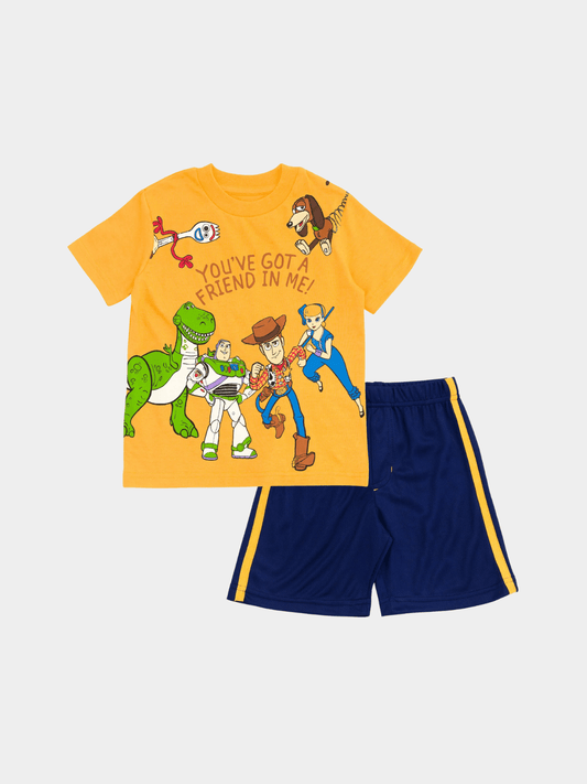 Boys Pixar Toy Story T-Shirt & Shorts Set - Orange "You've Got a Friend in Me" Outfit