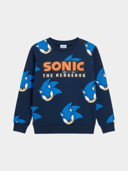 Boys' Sega Sonic the Hedgehog All - Over Print Navy Blue Sweatshirt