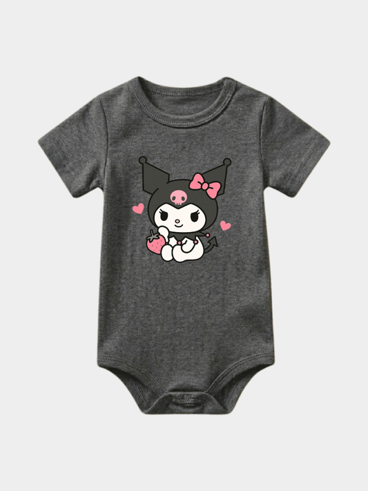 Cartoon Kuromi Strawberry Bodysuit – Charcoal Heather