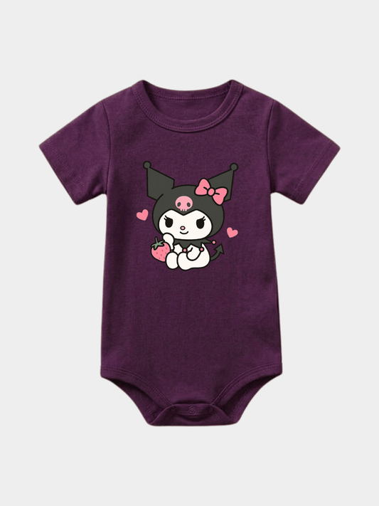 Cartoon Kuromi Strawberry Bodysuit – Deep Plum Purple