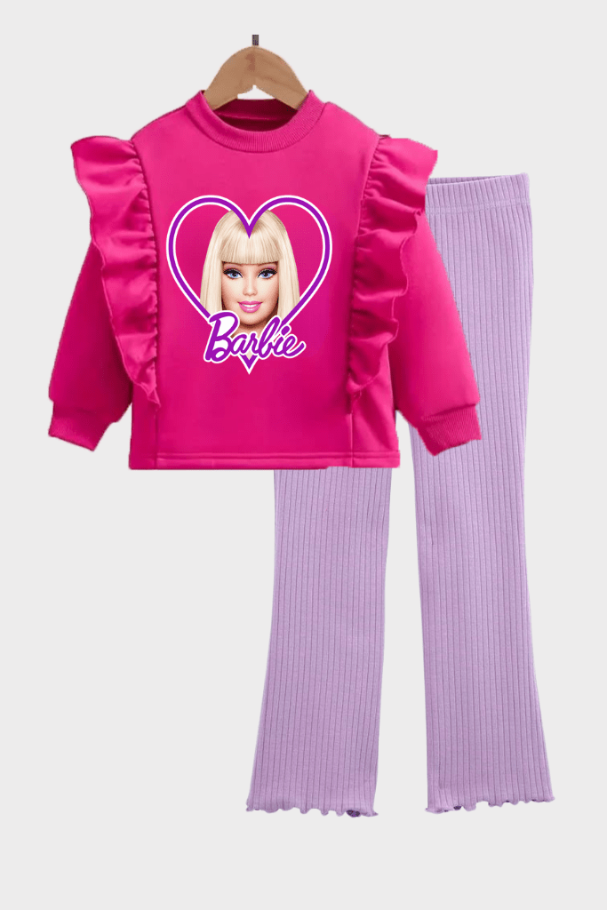 Clothxtra 2pcs Winter Barbie Printed High Quality Sweatshirt & Pant Set (up to 12 years)