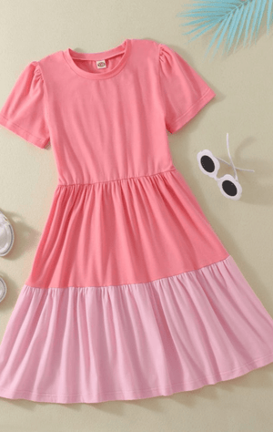 Contrast Blush Blossom Dress