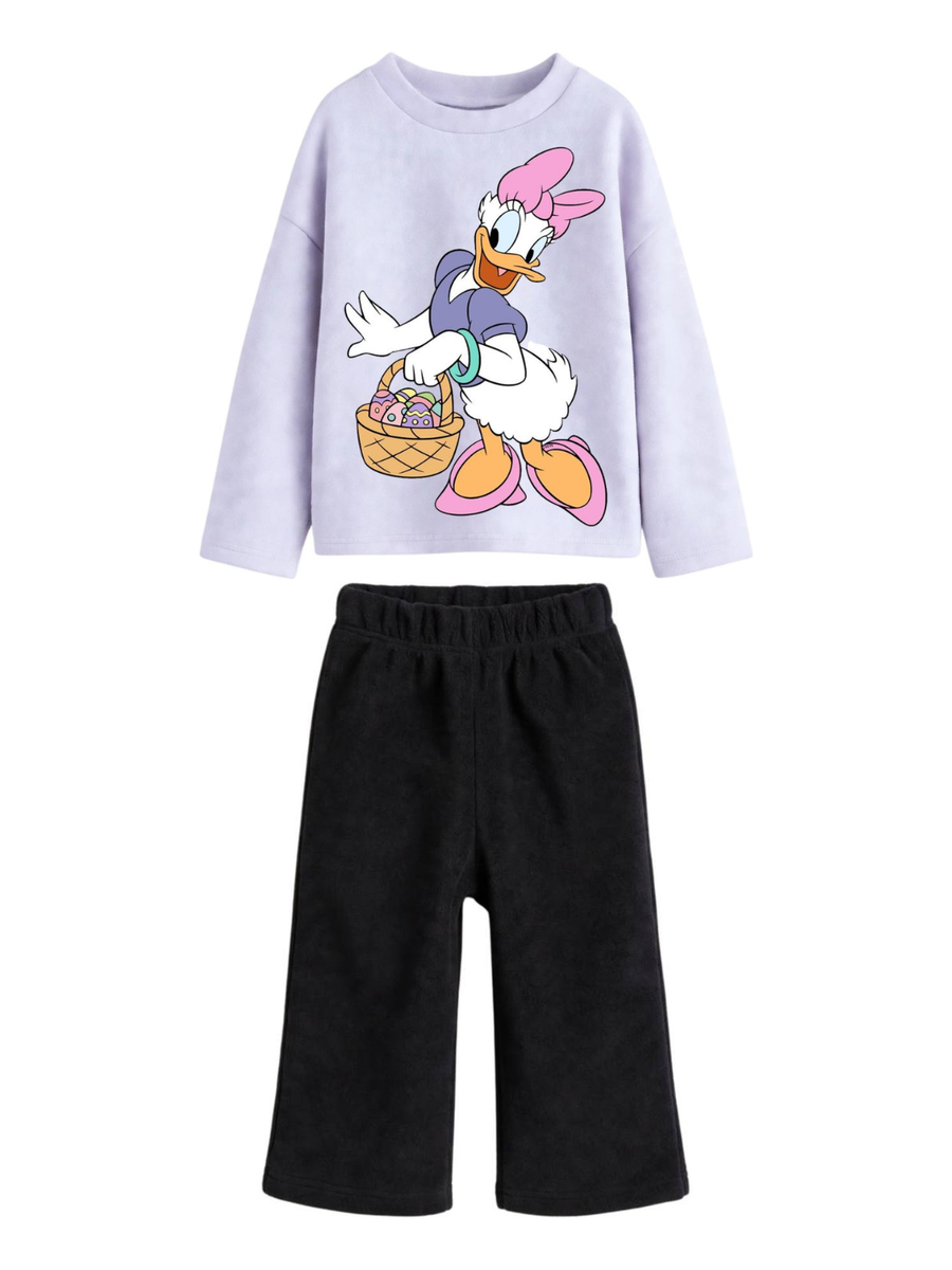 Daisy Duck Easter Basket Sweatshirt & Wide-Leg Pants Set - Lavender & Black (0mths-2yrs)