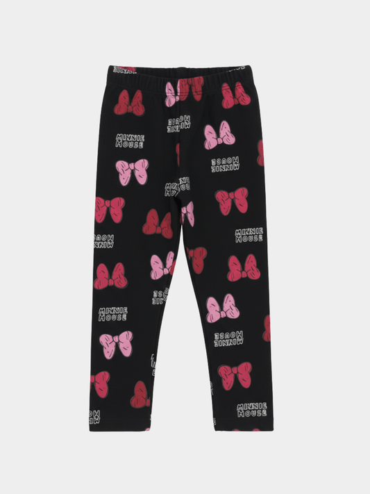 Disney Minnie Mouse Girls' Black Bow Print Sweatpants