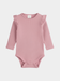 Dusty Rose Ribbed Ruffle Shoulder Bodysuit | Baby Girls' Long - Sleeve Frill Romper (0mths - 2yrs)
