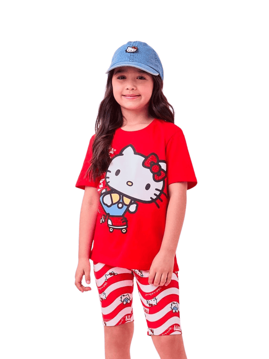 Eid Special Kids Girl Hello Kitty Printed T-shirt Set