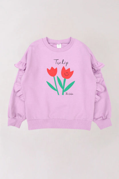 Flower Printed Sweatshirt_Purple