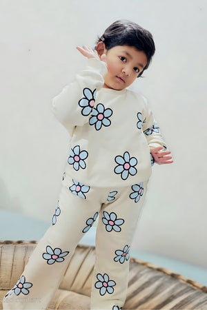 Flower Printed Sweatshirt Set_OFF White