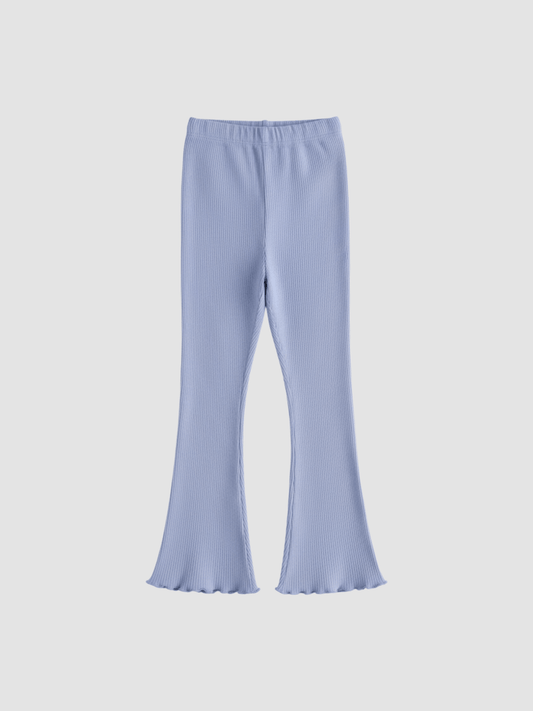 Girls' Ash Gray Ribbed Flare Pants