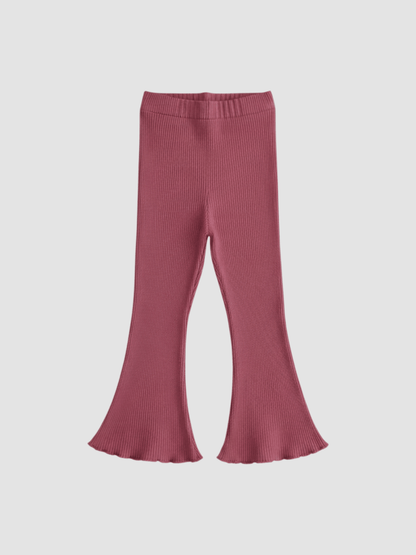 Girls' Ash Gray Ribbed Flare Pants