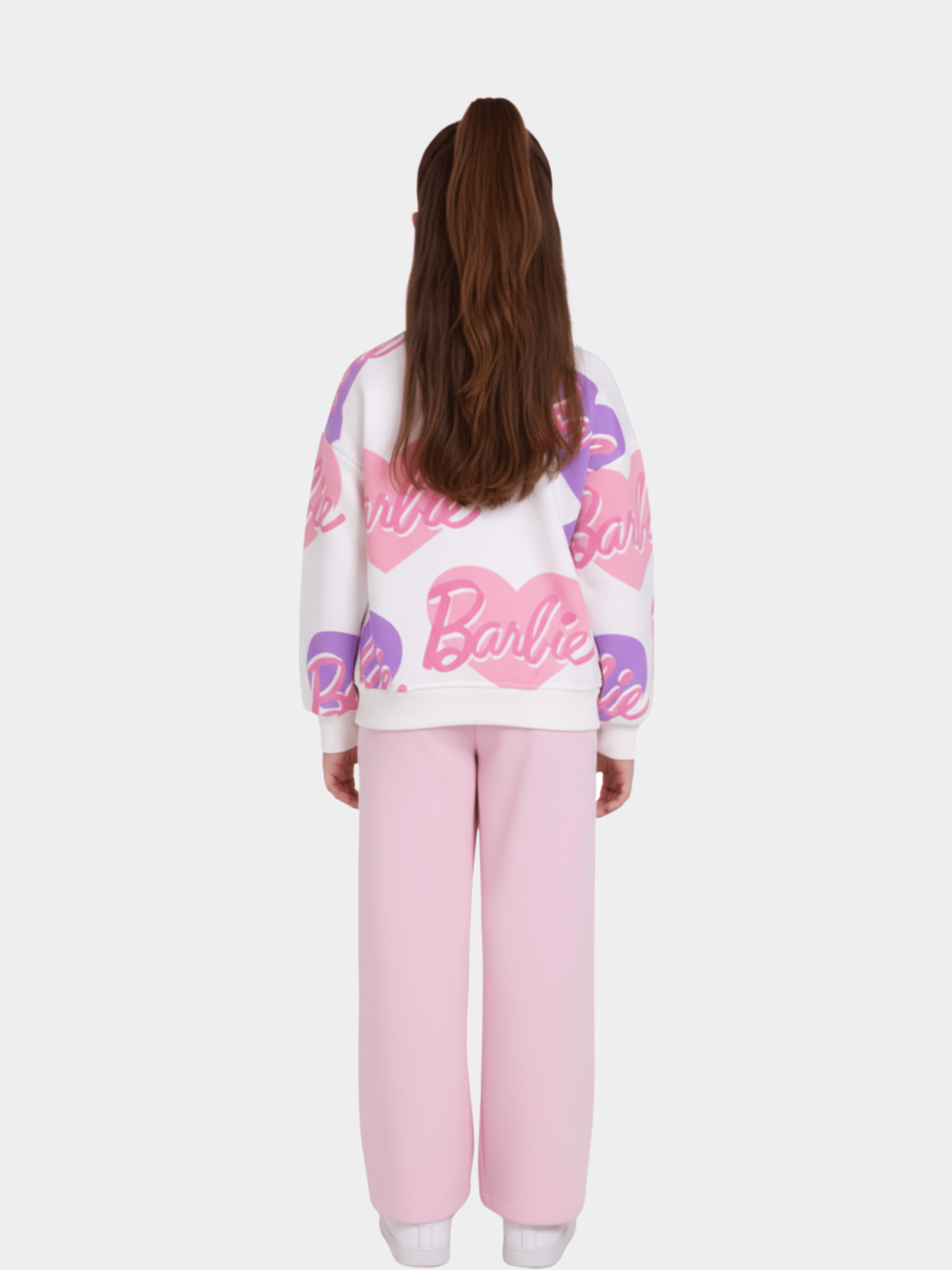 Girls' Barbie Logo Heart Print Sweatshirt & Pink Trousers 2 - Piece Set