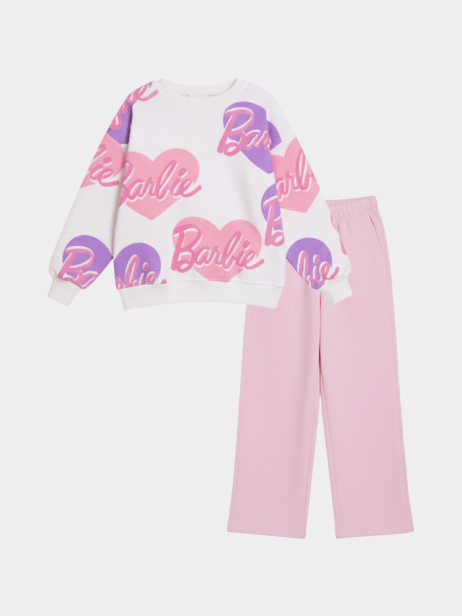 Girls' Barbie Logo Heart Print Sweatshirt & Pink Trousers 2 - Piece Set