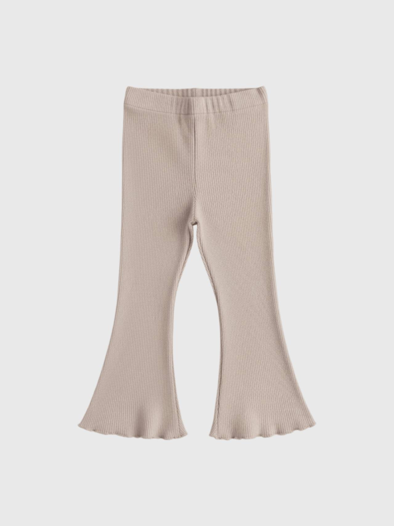 Girls Beige High - Waist Flare Pants