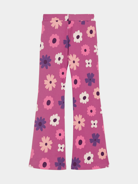 Girls' Berry Floral Print Flared Leggings