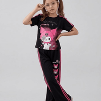 Girls Black Kuromi Exclusive T-shirt & Pants Set (4 - 12yrs)
