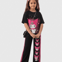 Girls Black Kuromi Exclusive T-shirt & Pants Set (4 - 12yrs)