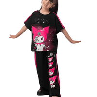 Girls Black Kuromi Exclusive T-shirt & Pants Set