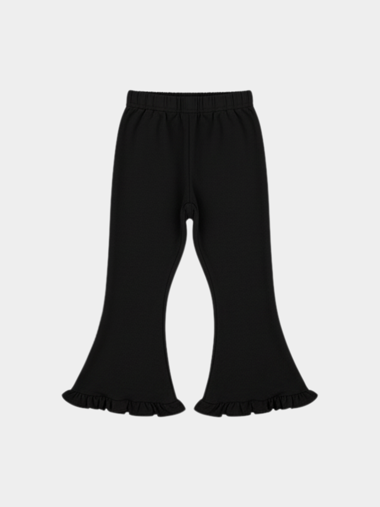 Girls' Black Ruffle Hem Knit Flare Sweat Pants