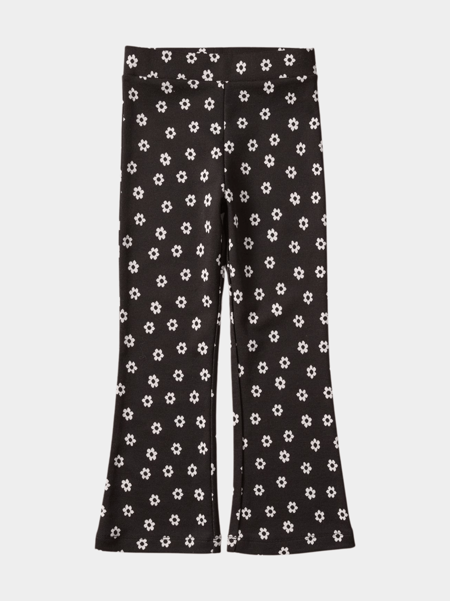 Girls' Black & White Daisy Print Flared Leggings