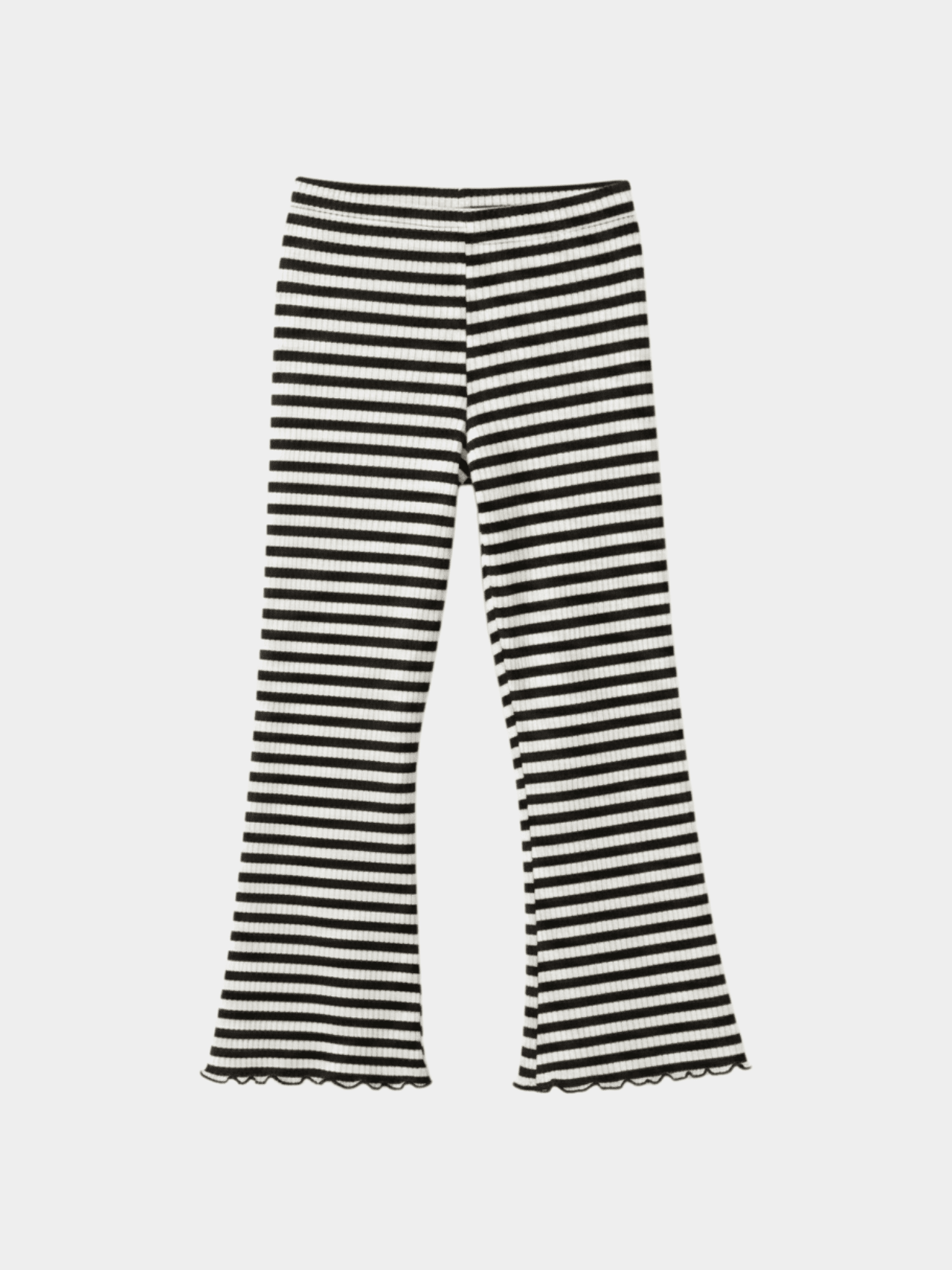 Girls' Black & White Striped Ribbed Flare Leggings