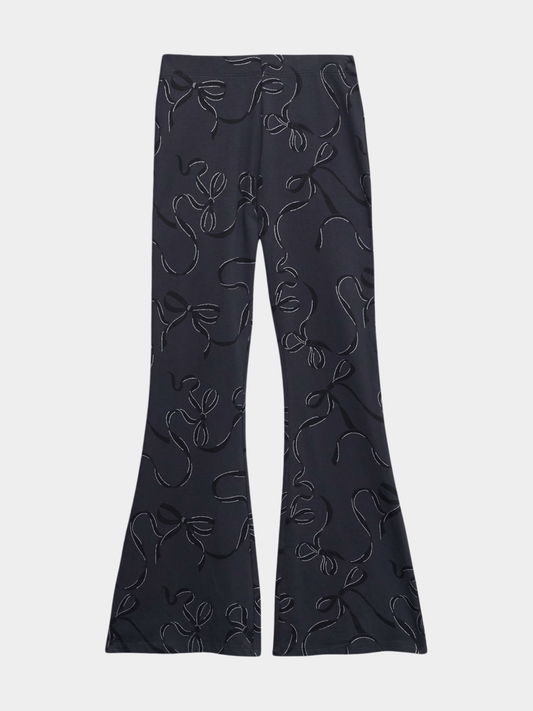 Girls' Bow Print Flared Leggings