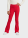 Girls Bright Red Ribbed Flared Leggings