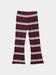 Girls' Burgundy and Grey Striped Ribbed Flare Leggings