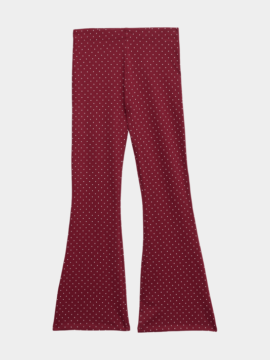 Girls' Burgundy Polka Dot Flared Leggings