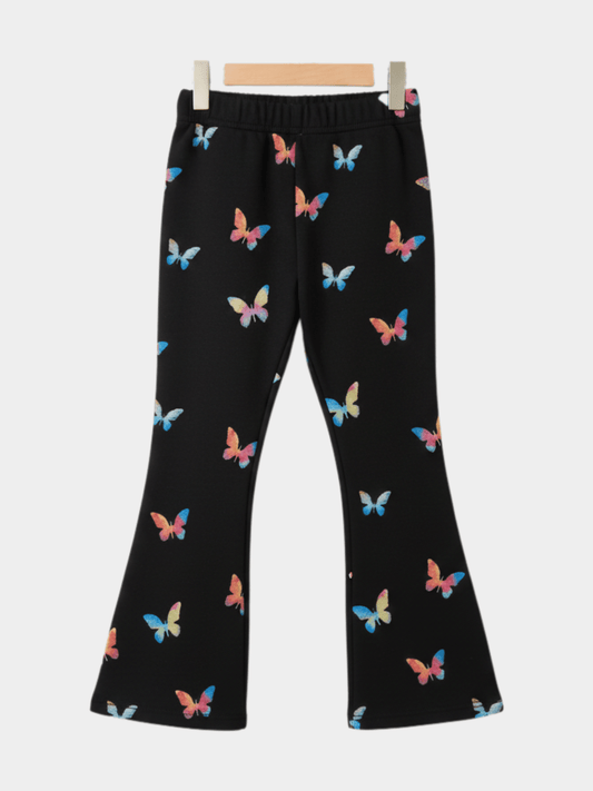 Girls' Butterfly Print Flared Sweatpants