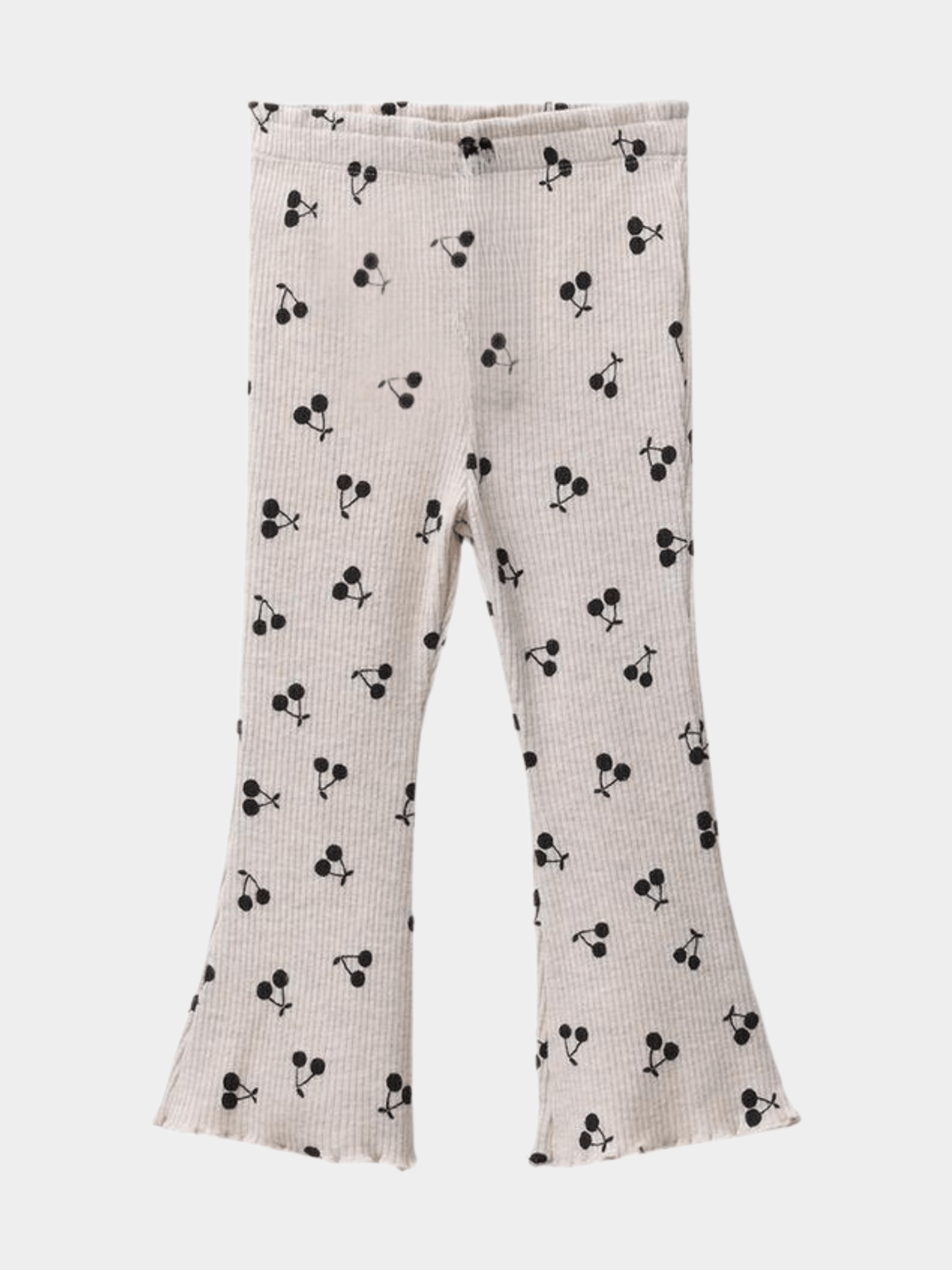 Girls' Cherry Print Ribbed Flared Pants